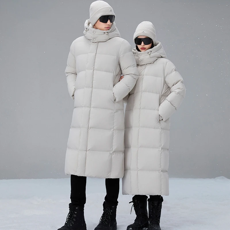 Unisex Thick Warm Loose Down Jacket White Duck Down Fashion Outerwear Men/Women Winter Soft Comfortable Long Puffer Coat