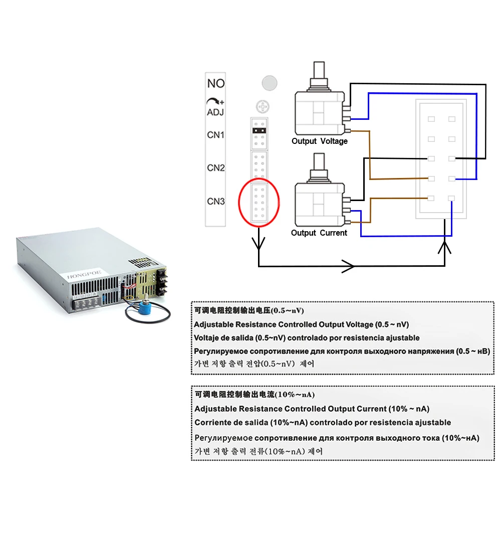HONGPOE DC 0-5V 12V 15V 24V Power Supply 0-5V(0-10V)PLC Analog Signal Control ON/OFF 1500-8000W Output Voltage/Current Adjustab