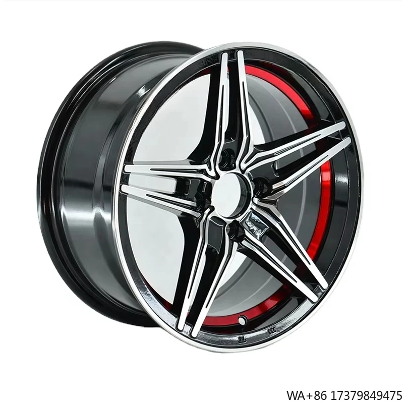 

622 Red Line Machine Face Concave Hot 15 16 17 Inch 4X100 Alloy Wheels