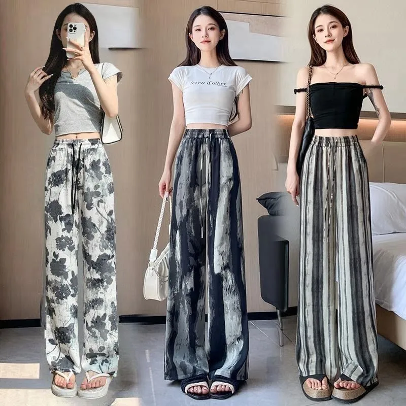 Loose Casual Draping Straight Floor Length Pants Women Sun Protection Lightweight Breathable Trousers Ladies Bottoms Pants