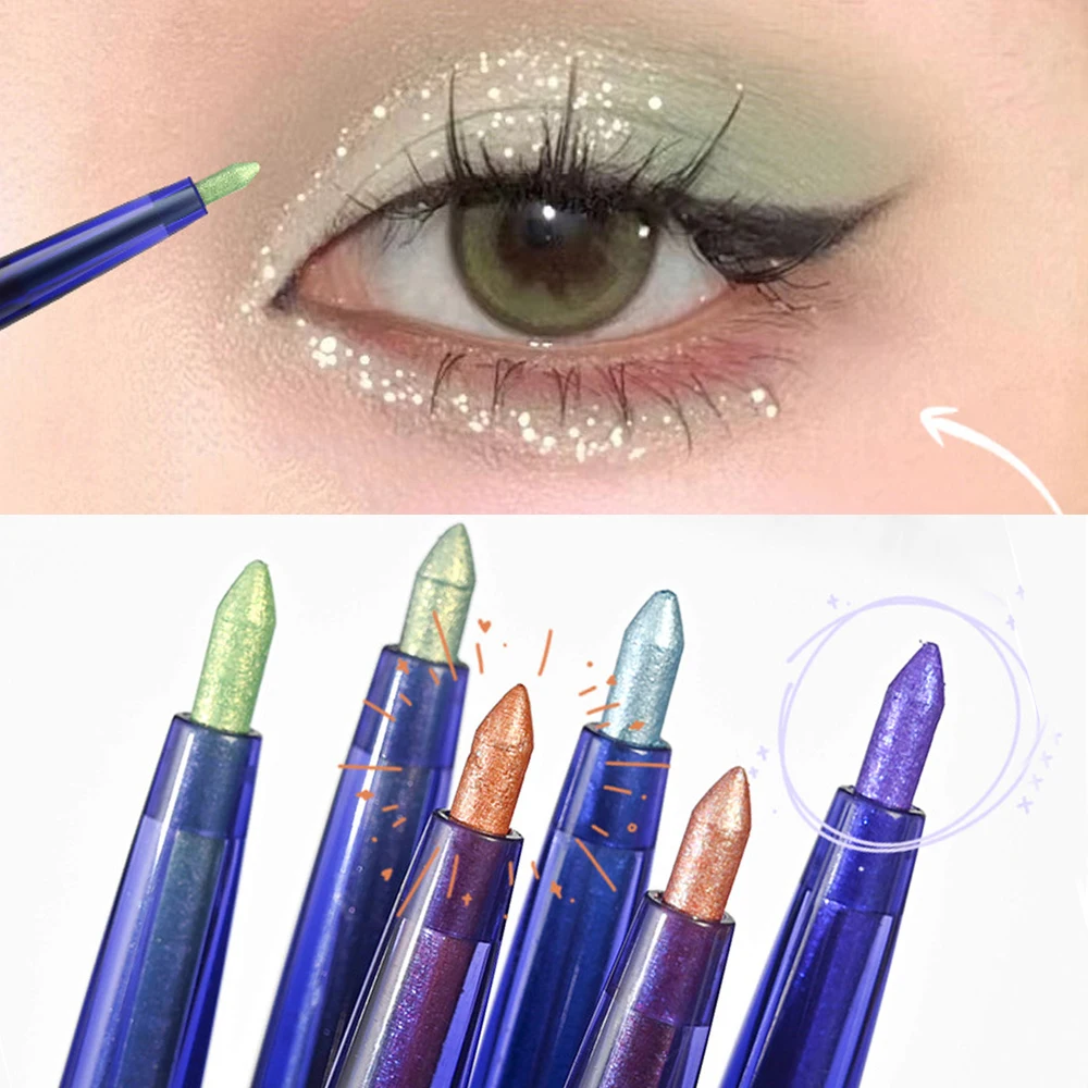 Lápiz Delineador de Ojos de Gel de perla brillante, resistente al agua, cromo brillante, gusano de seda, verde perlado, púrpura, iluminador de ojos, maquillaje