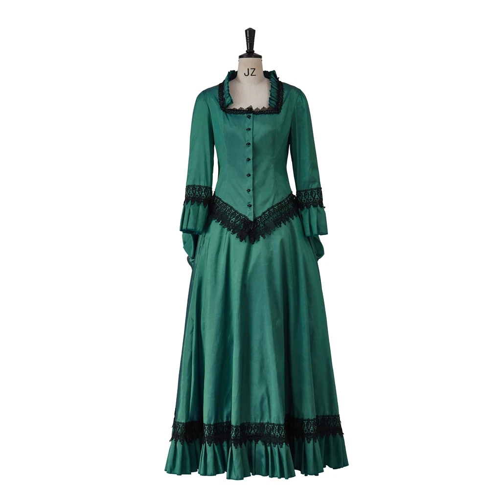 french royal 18th century period dress Duchess Dress costume historical ball gown Victorian green bustlegown vampire dress