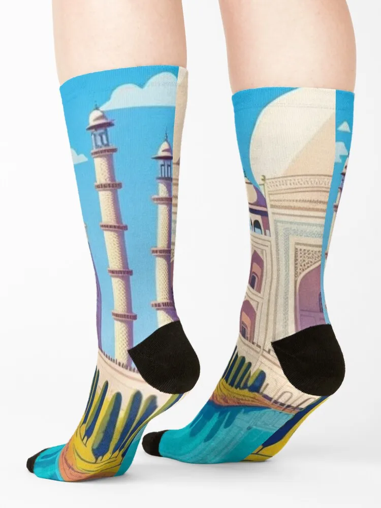 Taj Mahal Socks colored winter kawaii fashionable Socks Women Men's