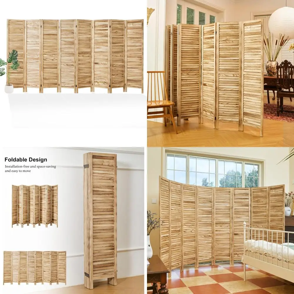 

Складная жалюзи с деревянным экраном высотой 5,6 фута для домашнего офиса и спальни, временная настенная перегородка с двойными петлями