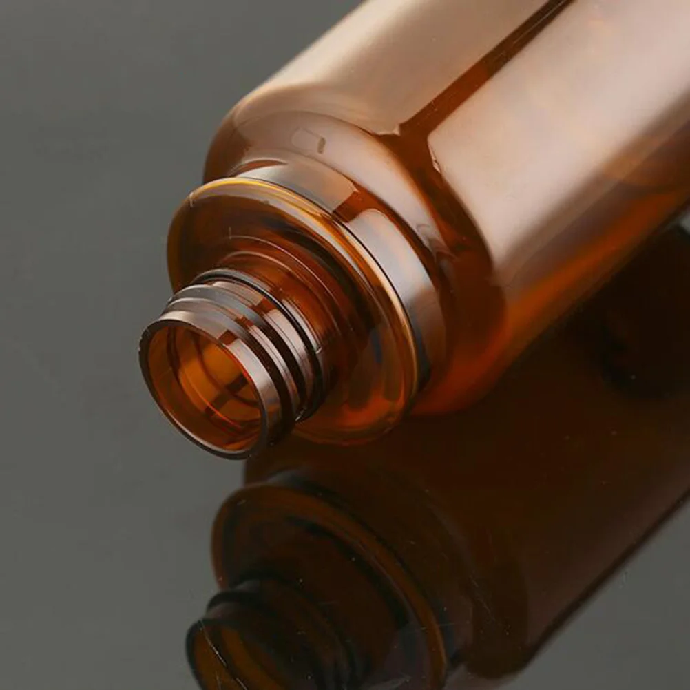 

4pcs Transparent Brown Plastic Lotion Dispenser Bottles Refillable Shampoo Body Wash Container Portable Travel Bathroom