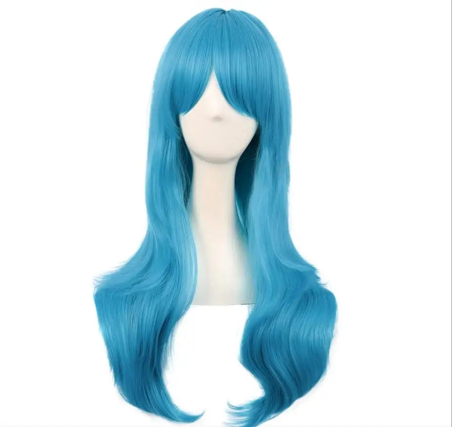28 Inch/70 cm Women Side Bangs Long Curly Hair Cosplay Synthetic Wig Daily Use Halloween Costume Party Natural Looking