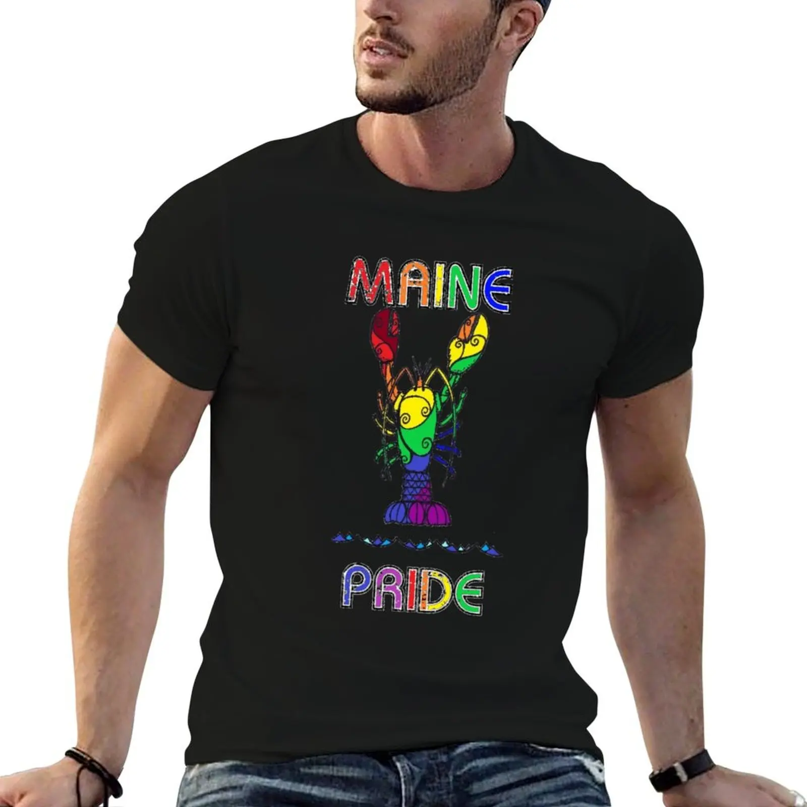 Maine Pride Lobster! T-Shirt summer clothes blanks workout shirts for men