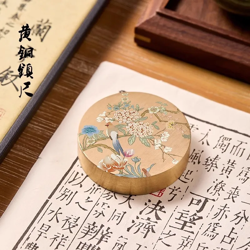 Chinese Style Brass Calligraphy Paperweight - Antique Bronze Desk Weight for Writing, Painting Traditional Gift for Artists