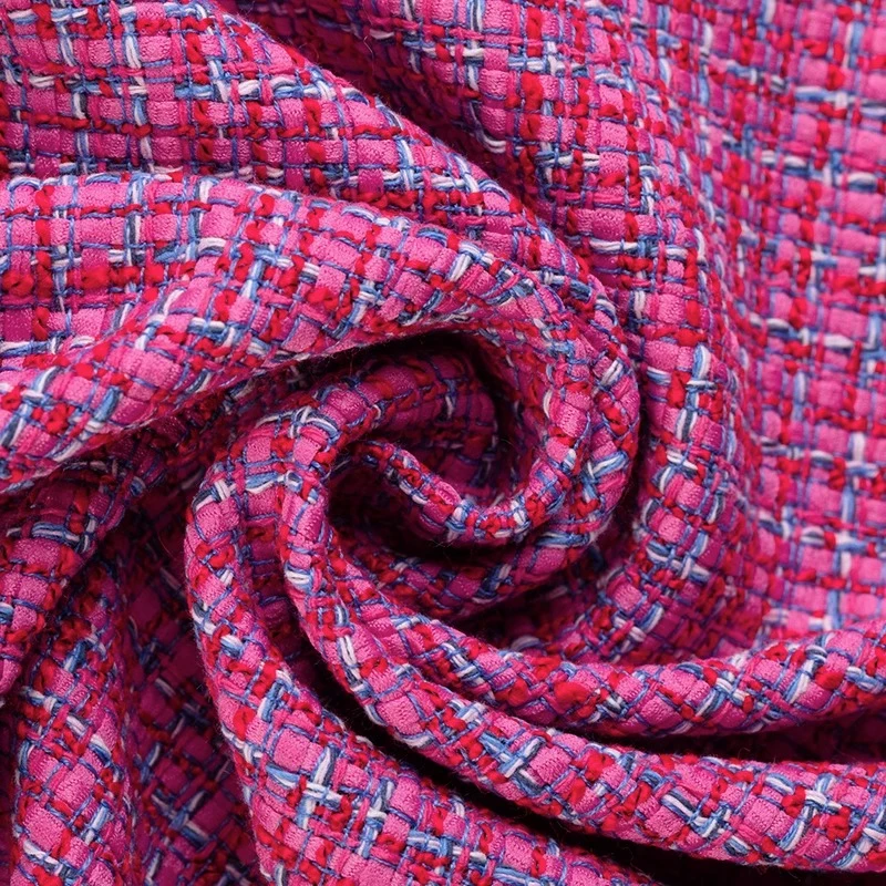 

Autumn Popular Magenta Special Yarn Woven Tweed Fabric Classic Women's Clothing DIY Sewing Material Textile Pastchwork By Meter