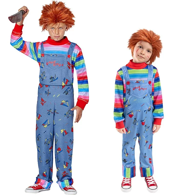 

Child Play Horror Ghost Doll Killer Halloween Costume For Kids Jumpsuit Toddler Chucky Costume