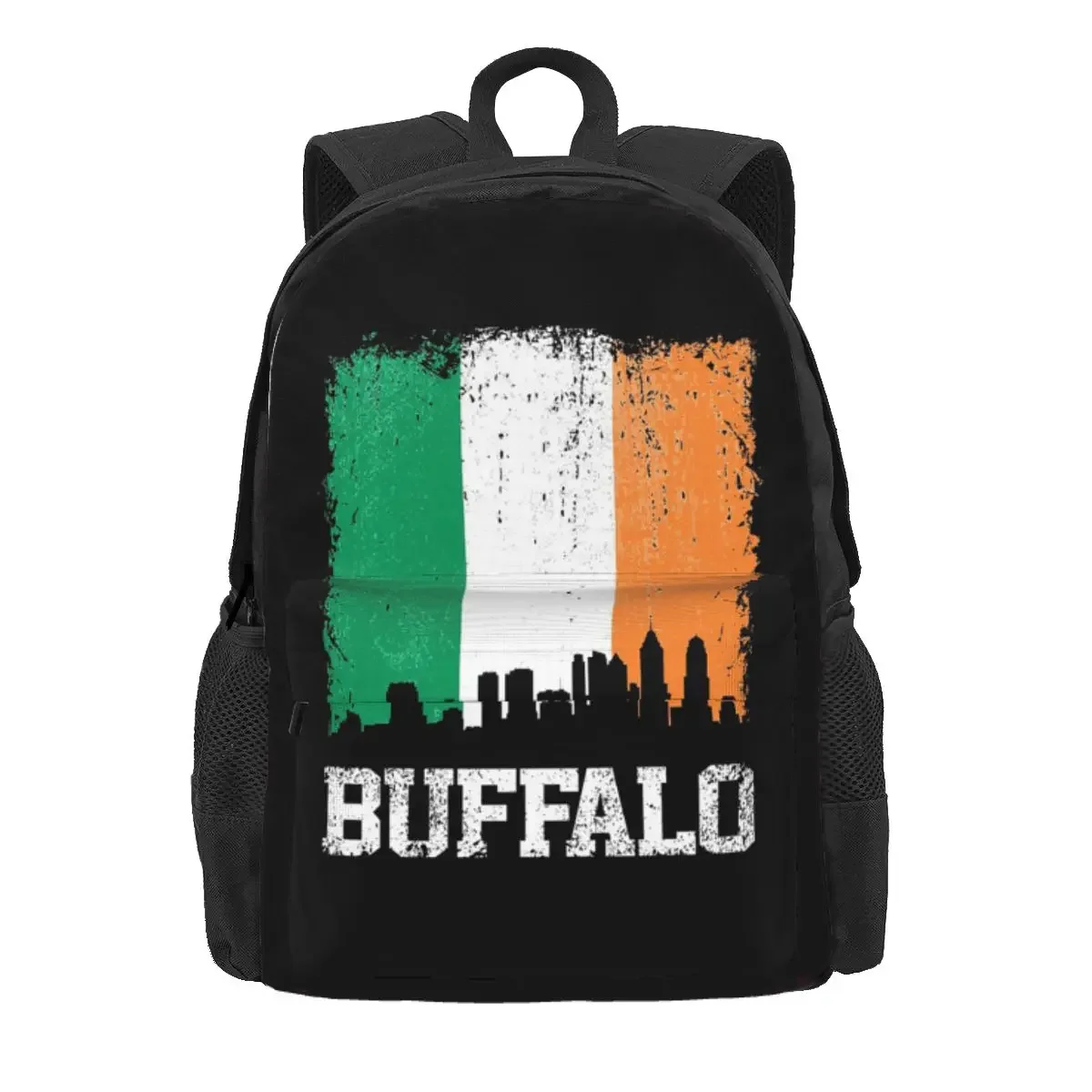 

Vintage Buffalo Irish Flag Skyline Pride Backpack Daypack Large Capacity BookBag School Bag Shoulder Bags for Men Women