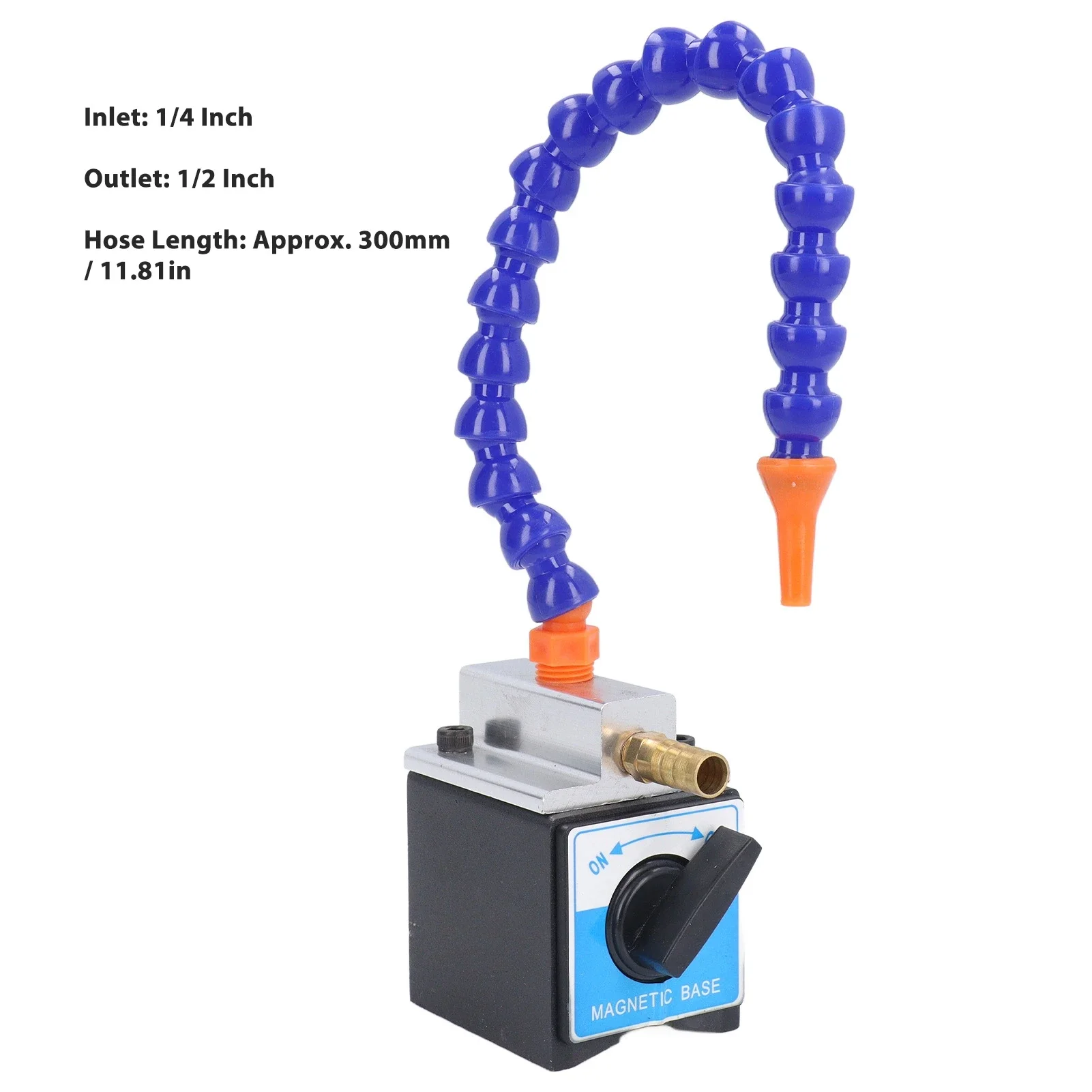 Magnetic Base Coolant Hose 1/4in Inlet 1/2in Outlet 300mm Long Oil Coolant Pipe Adjustable Magnetic Base Holder