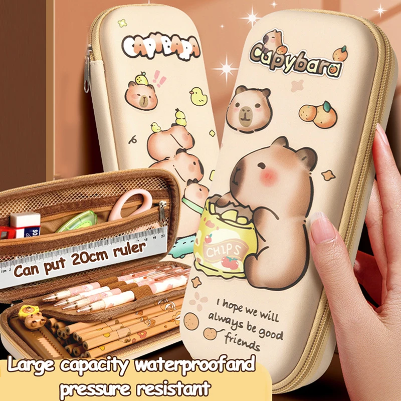 Mehr schicht ige Capybara Briefpapier Tasche Cartoon Bleistift Tasche multifunktion ale Aufbewahrung koffer niedlichen Stift beutel tragbare Schul bedarf