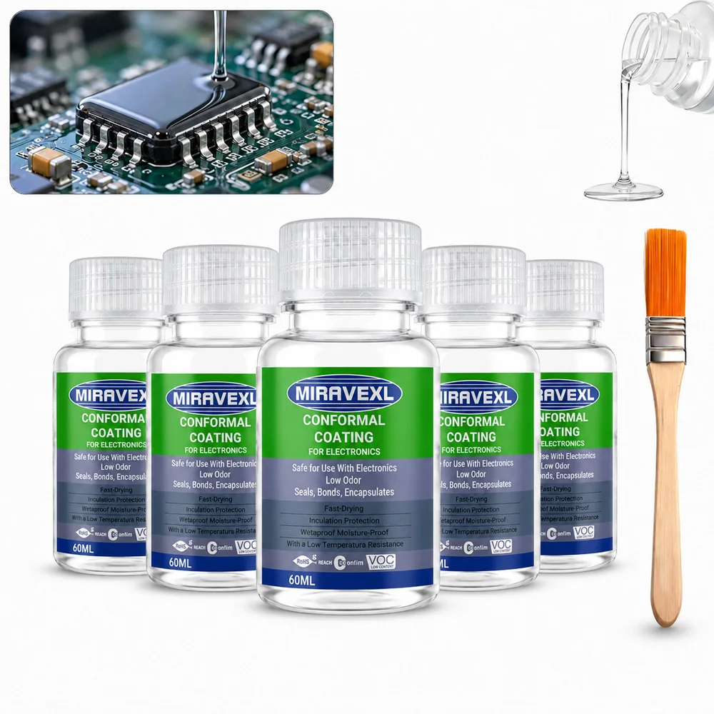 60 ml PCB-Conformal-Coating-Flüssigkeit, Isolierkleber, wasserdichter Elektronik-Versiegelungslack für die Reparatur von Drohnen-Tastaturen, schnell trocknend, mit Pinsel