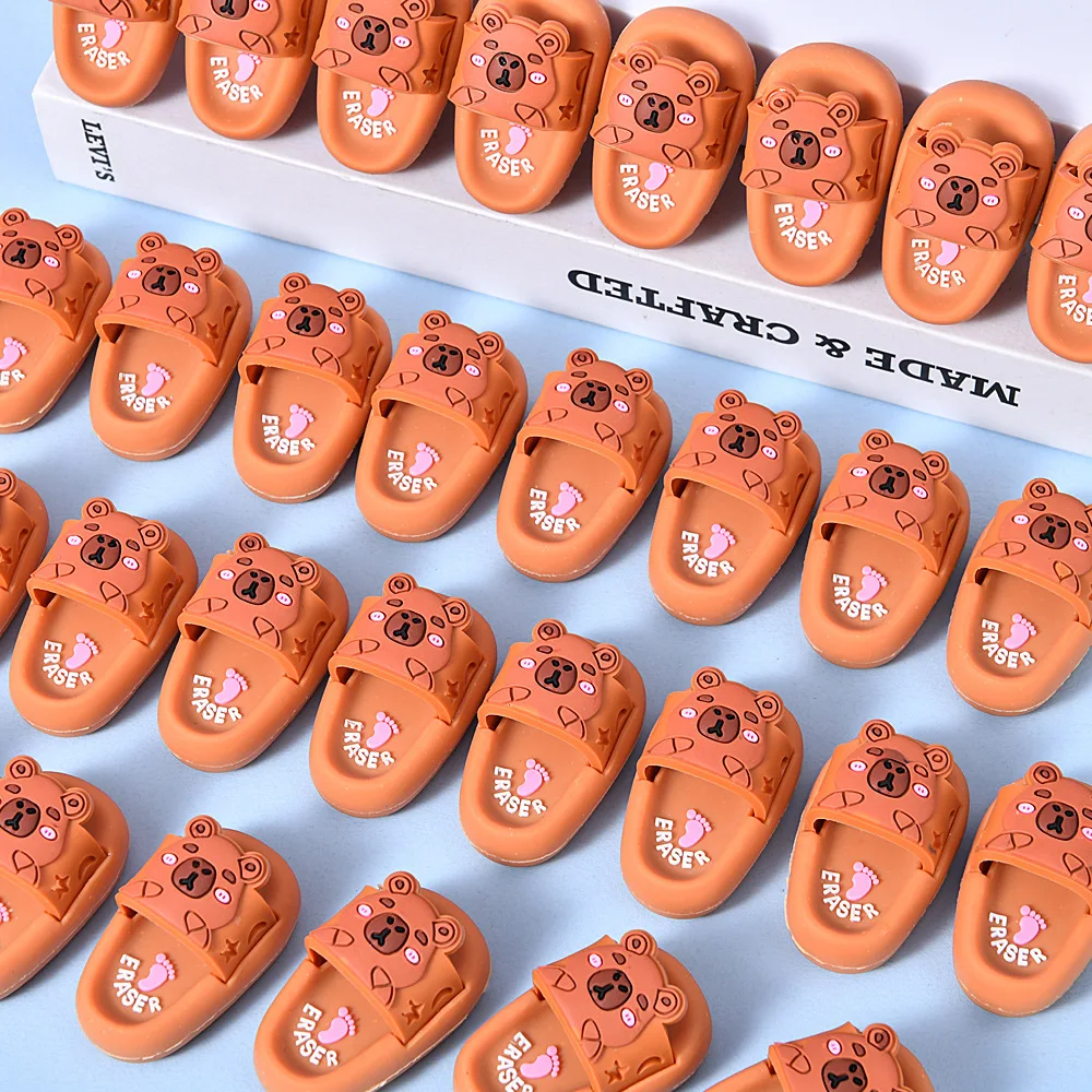 2 قطعة (1 صندوق) من النعال الإبداعية اللطيفة على شكل ممحاة الطالب ممحاة كابيبارا الصغيرة اللوازم المدرسية