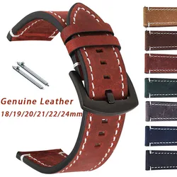 Genuine Leather Watch Strap 18mm 19mm 20mm 21mm 22mm 24mm Band Waterproof Wristband Soft Comfortable Bracelet Quick Release Belt