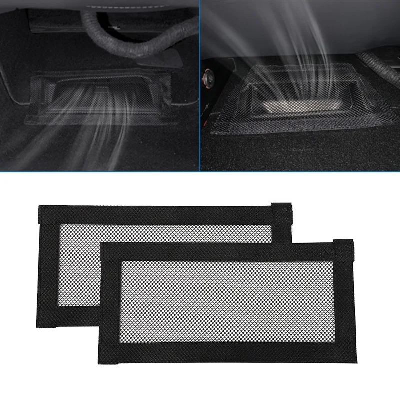 

For Tesla Model 3 Model Y Conditioner 1 Pair Anti-Blocking Vent Mesh Cover Under Seat Car Air Outlet