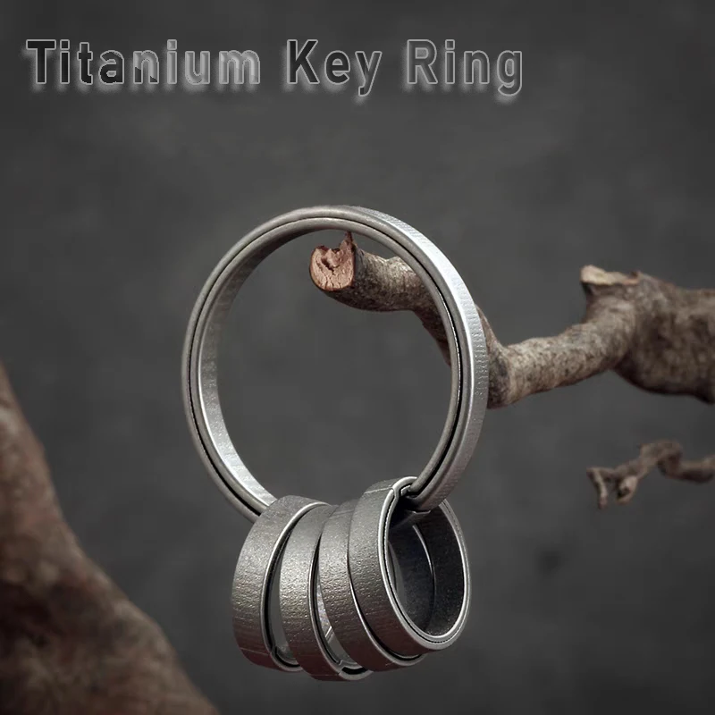 Real Titanium Alloy Side Push Key Ring Ultra Lightweight Metal High-end Car Key Chain Fixed Buckle Male Creative Gift Wholesale