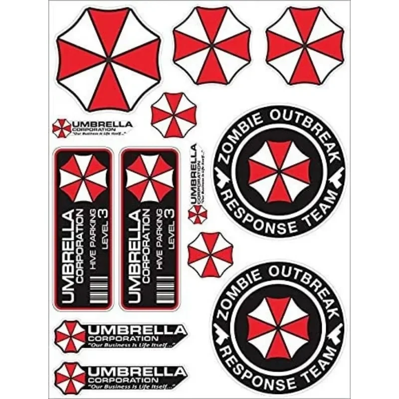 Untuk A4 Umbrella Corporation Set stiker Zombie Decal Pegatinas Raccoon City Car truk Bumper sepeda helm Notebook