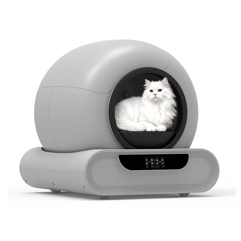Latest Design Self-Cleaning Smart Cat Litter Box Odor Control Gray Color With App