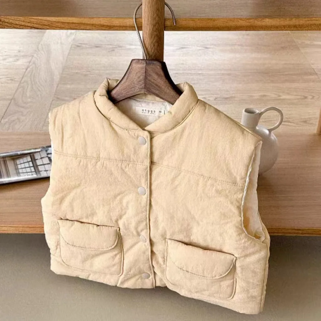 Herfst Winter Nieuwe Baby Mouwloze Vest Jas Baby Meisje Solide Warm Vest Peuter Jongen Katoenen Gewatteerde Kinderen Vrijetijdskleding