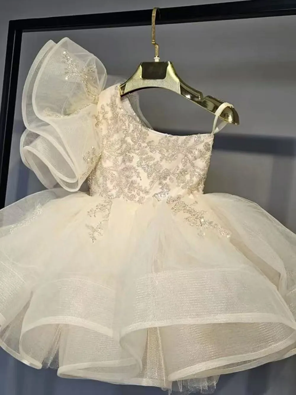 Baby Girl Princess Floral Sequins Dress Off Shoulder Infant Toddler Child Tulle Vestido Party Wedding Pageant Baby Clothes