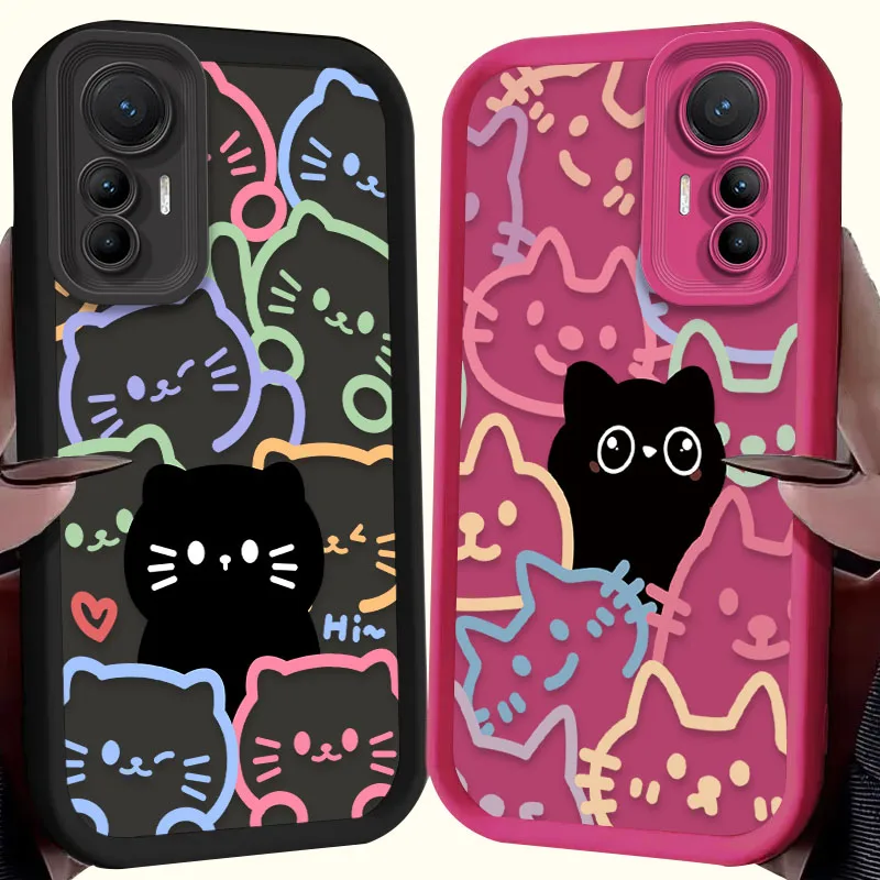 Bella Linea Gatto Nero Custodia in TPU per Xiaomi 14T 13T 12T 11T 13 12 11 Lite 5G NE POCO X6 X5 F6 F5 F3 X4 GT X3 NFC M5S C65 M6 Pro
