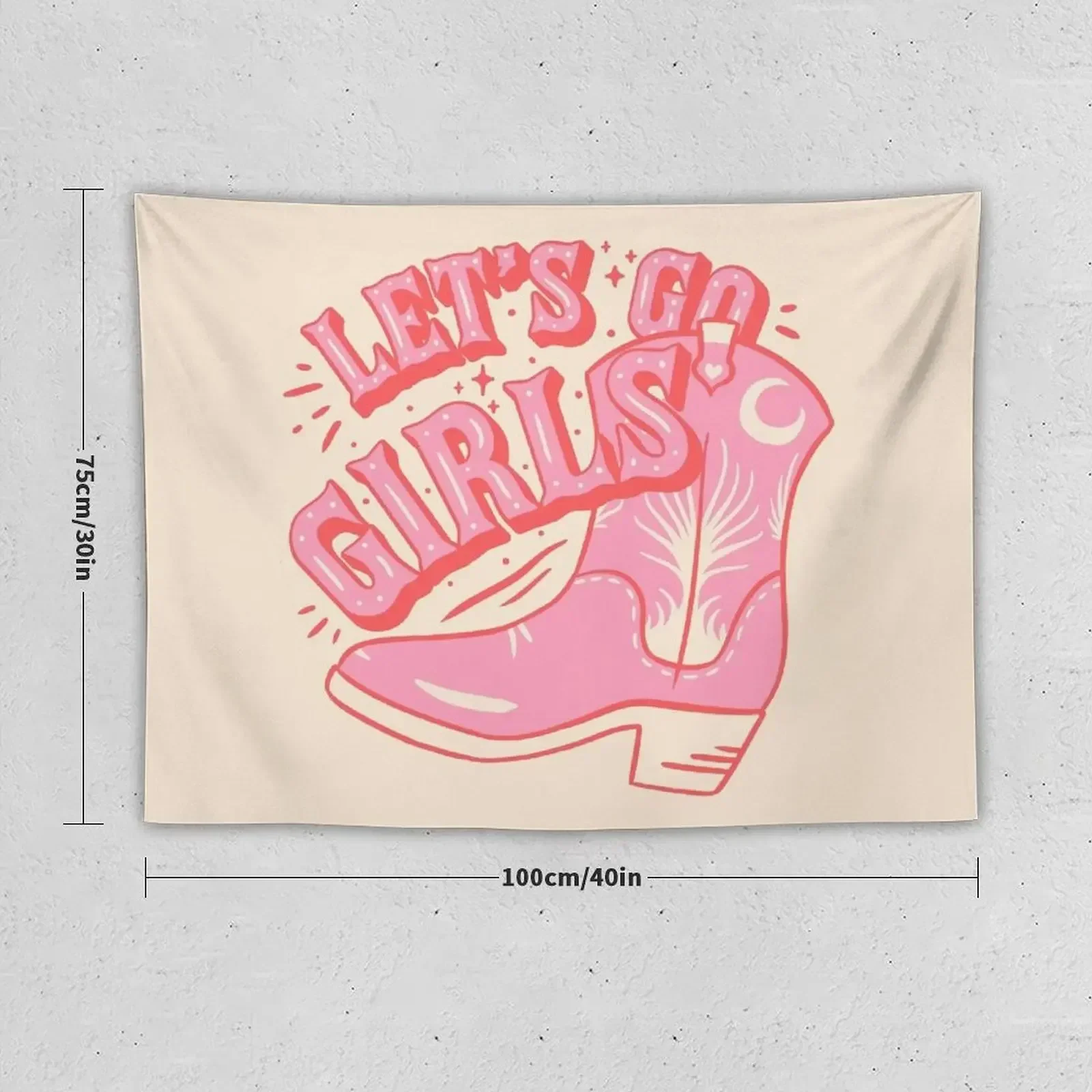 Let's Go Girls | Pink Cowboy Cowgirl Rodeo Boot Preppy Aesthetic Bachelorette Party | HOWDY Y&a Tapestry Bedrooms Decor Tapestry