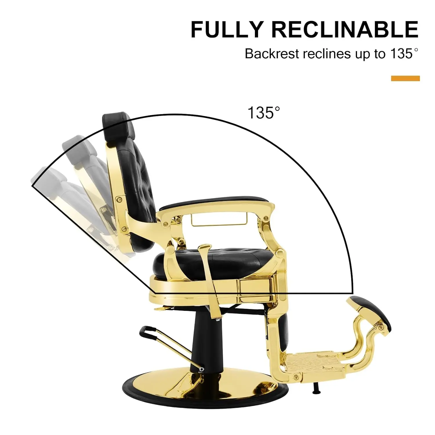 Sillón de Barbería Retro, Resistente, Silla de Salón Vintage, Reclinable Hidráulica, Equipo de Estilismo para Spa y Belleza, Redondeado, Personalizado