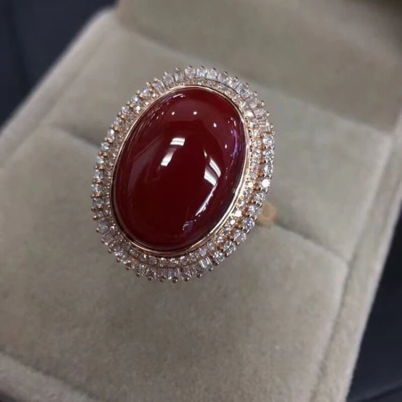 Nuove fedi nuziali in rubellite del sud intarsiate in argento per le donne regalo di gioielli di lusso leggero classico con apertura regolabile bordeaux