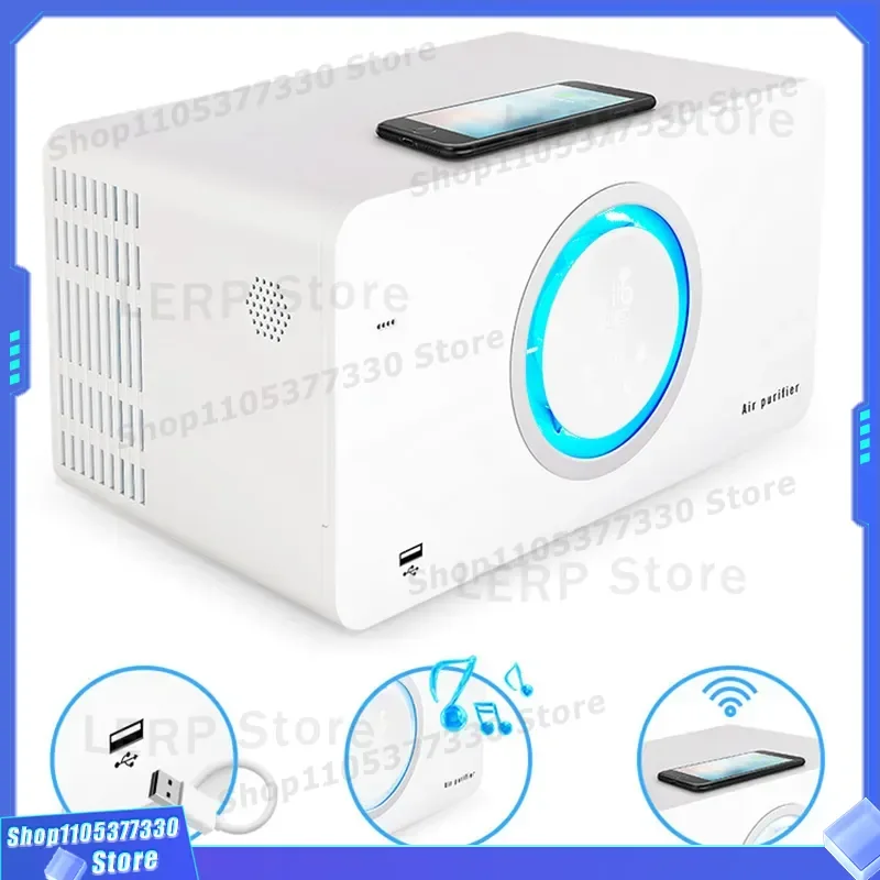 Smart Wireless Charging Humidifier with Bluetooth Speaker Large Mist Air Purifier for Home Desktop Office Aromatherapy