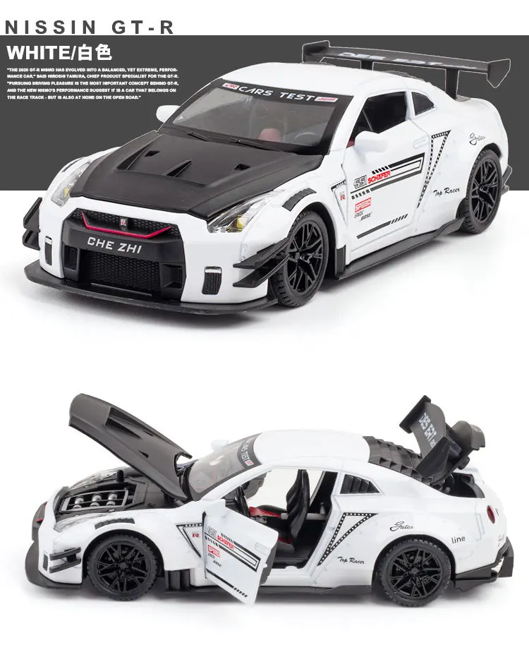 1:24 Nissan GTR R35 Druckguss & Spielzeugfahrzeuge Metallspielzeugautomodell Hohe Simulation Zurückziehen Sammlung Kinderspielzeug Geschenk