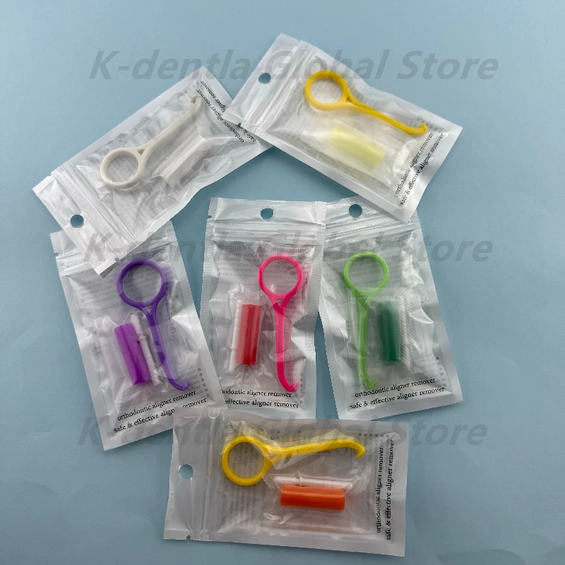 

50Sets Dental Orthodontic Aligner Remover Invisible Removable Braces Removal Tool Extractor Hook Aligner Chewies Silicone Stick