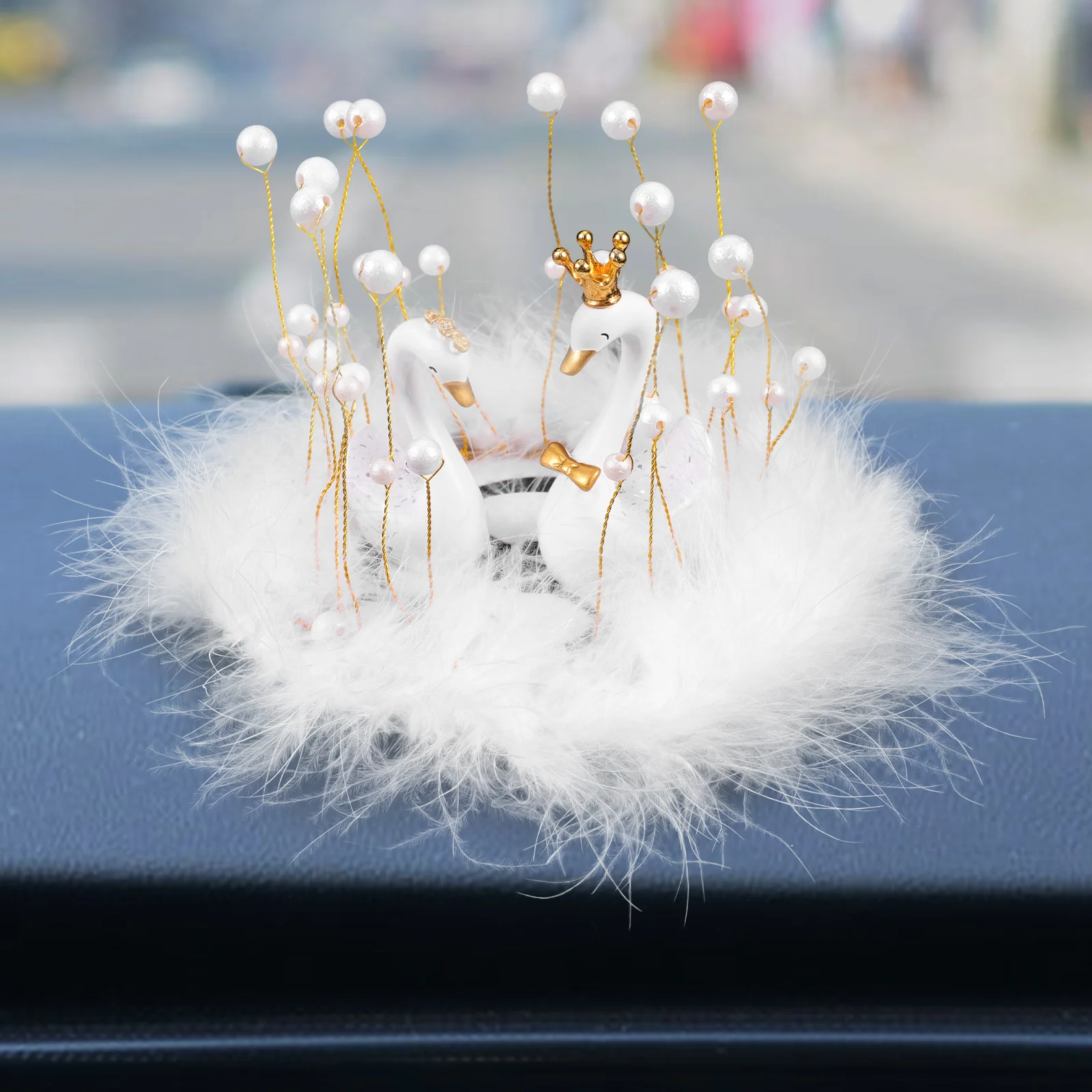 

1 set Premium Resin Swan Figurine Car Dashboard Decoration Aromatherapy Accessories Mini Home Office Ornament Adhesive for Women