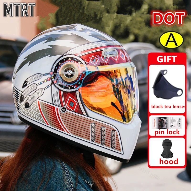 

DOT Certification Vintage Helmet Four Seasons Black Knight Combination Helmet Men's Motorcycle Full Helmet Casco Moto Capacetes