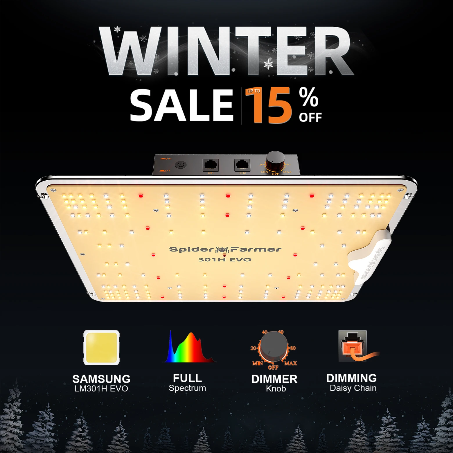 Spider Farmer SF1000EVO oświetlenie LED do uprawy Samsung LM301H EVO ściemnialny sterownik do roślin kwiatowych kryty hydroponika zestawy namiotów do uprawy