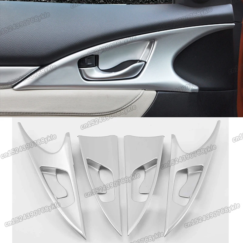 type r carbon fiber car door inner bowl handle frame trims for honda civic 2016 2017 2018 2019 10th x 2020 2021 10 gen styling