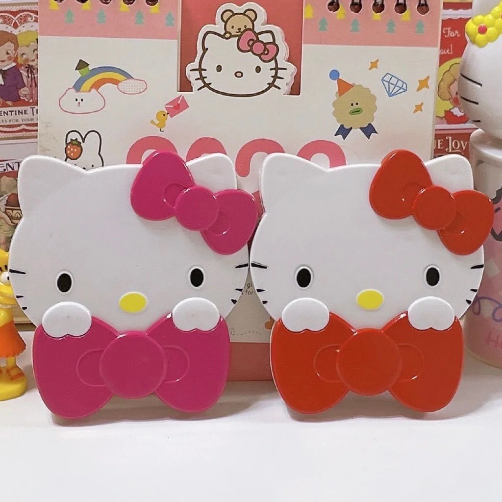 New Cartoon Hello Kitty Mirror Kawaii Mini Portable Fold Anime Comb Creative Anime Products Cosmetic Mirror Cute Girl Gifts Toys