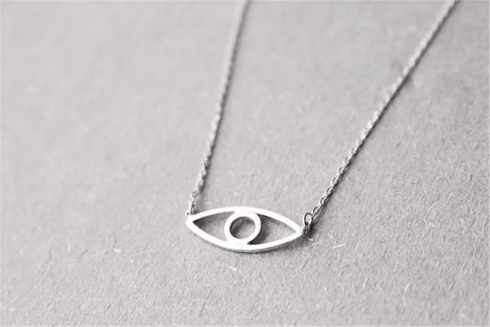 Greek Egyptian Horus Prophet Turkish Evil Eye Shaped Pendant Necklace Lucky Fatima Hollow Open Devil Eye Oval Charm Chain Choker