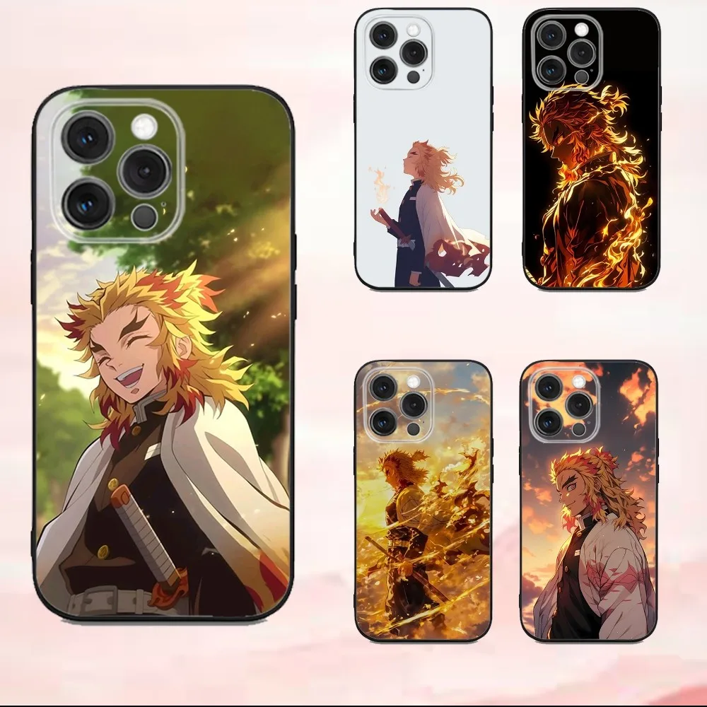

K-Kyojuros Anime R-Rengokus Phone Case For iPhone16,se4,15,14,13,12,11,Pro,X,XS,Max,XR,Plus,Mini Soft Black Cover