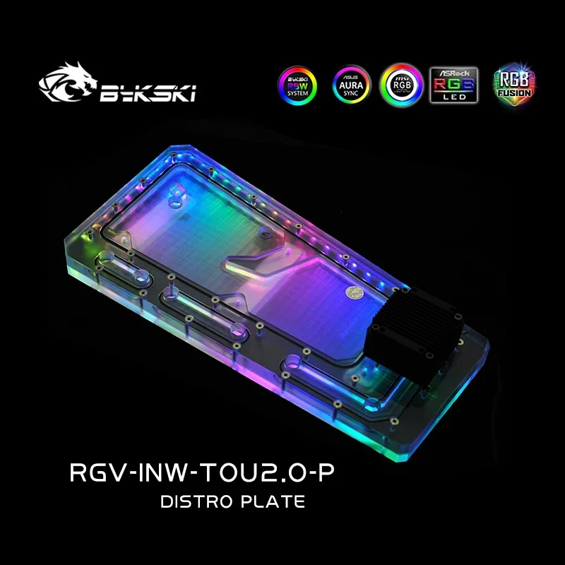 BYKSKI อะคริลิค Water Channel Solution ใช้สําหรับ WIN TOU2.0 กรณีแชสซีสําหรับ CPU GPU Block/3PIN RGB/Combo DDC ปั๊ม