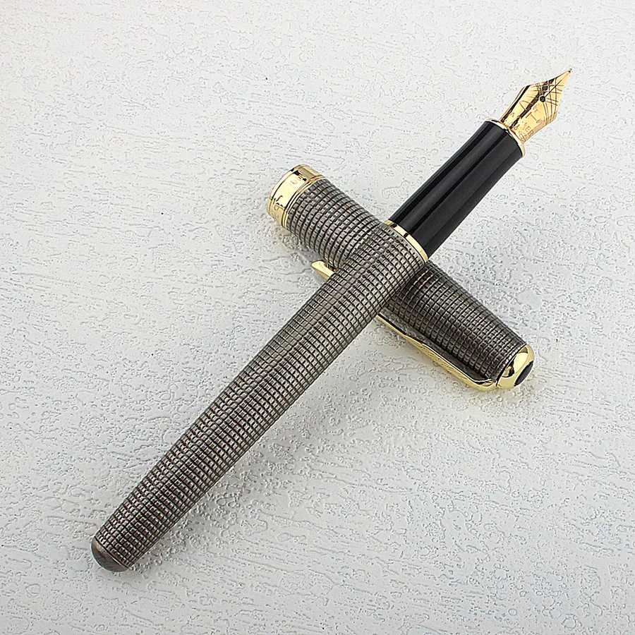 Imagem -04 - Nova Cor Caneta-tinteiro de Metal para Escritório e Escola Canetas de Tinta Escrita Requintada e Retro Gravado Gift Fine Nib Papelaria 05 mm