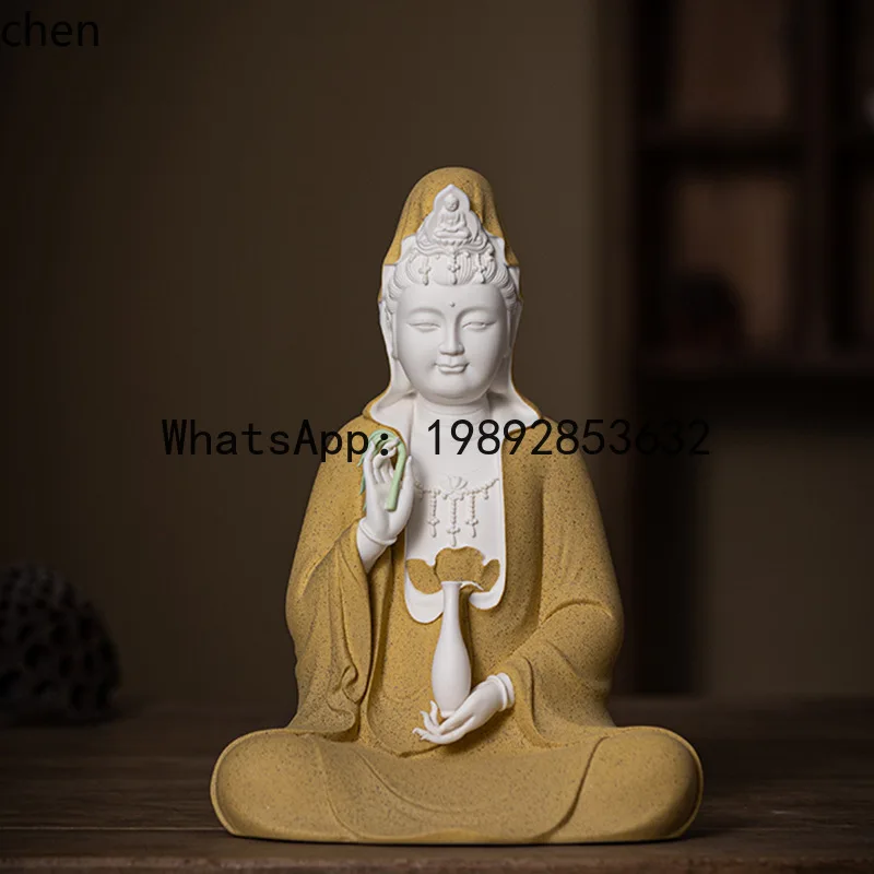 

FX guanyin buddha statue bodhisattva home ceramic ornament white porcelain handmade craft living room desktop decoration