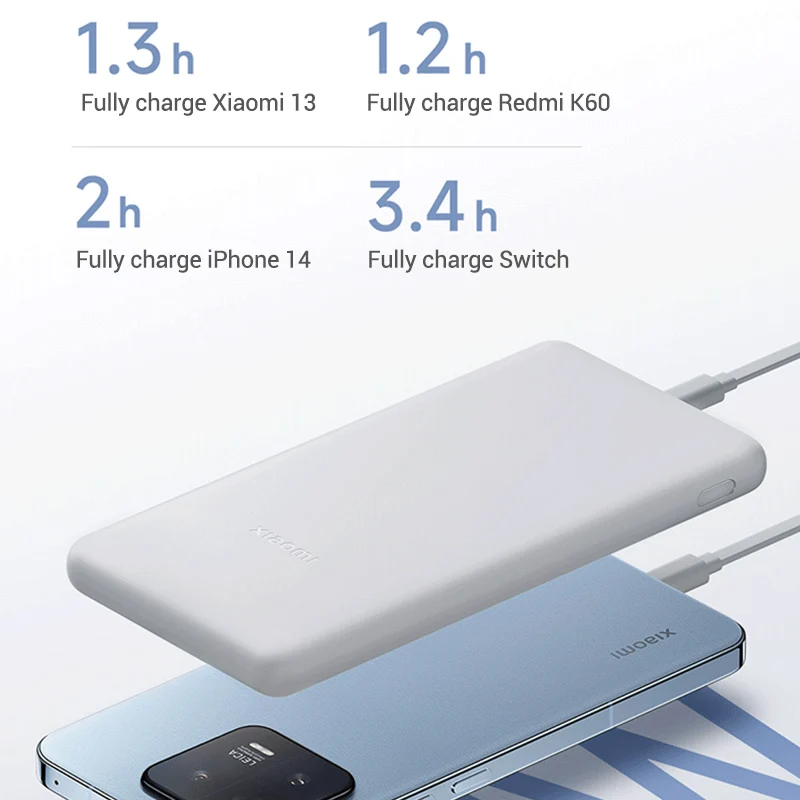 باوربانك شاومي 10000mAh 22.5W النسخة لايت P16ZM نوع C PD اتجاهين للشحن السريع Mi Powerbank 10000 للتبديل آيفون 13 14