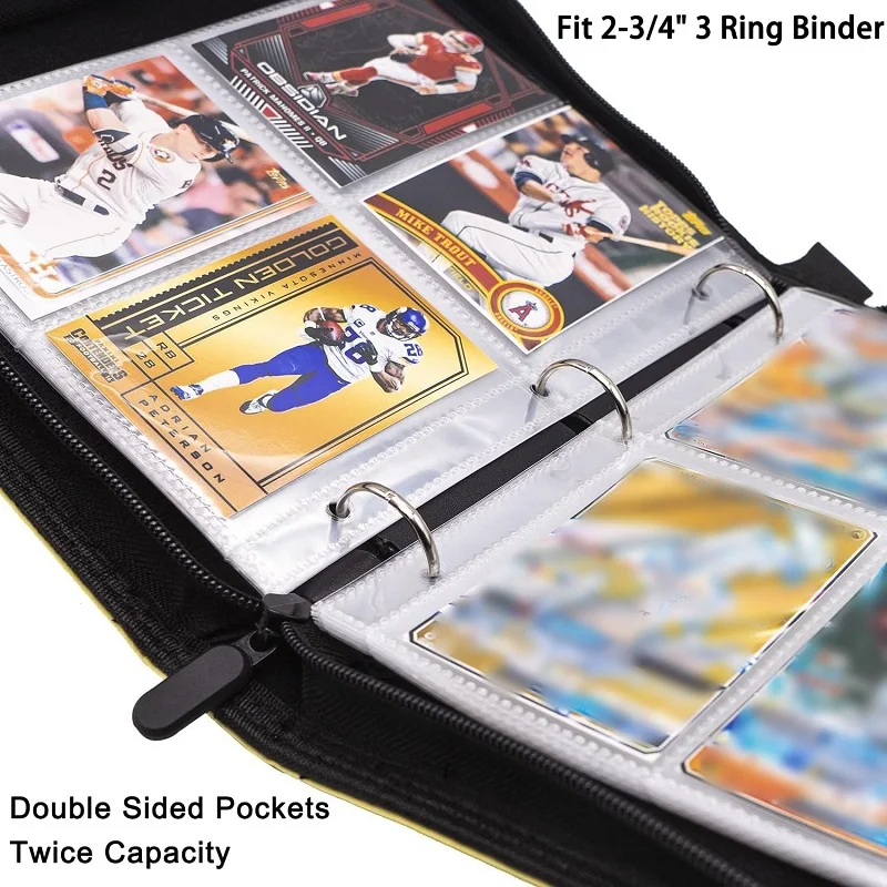 80 Pockets Trading Card Sleeves Binder Baseball Card Binder Sleeves Fit For 3 Ring Binder Card Holder