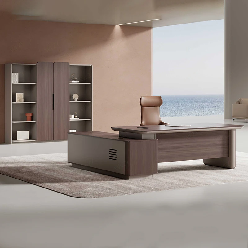 Luxury Modern New Executive Office Furniture L-Shape Computer Desk for Directors CEOs and Bosses Extendable Features