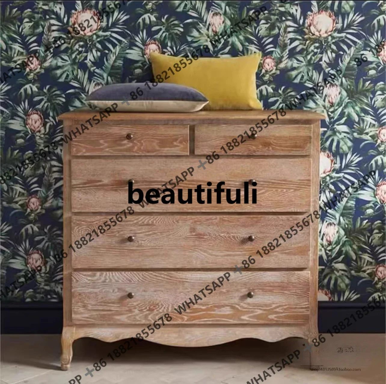 

ZJAmerican retro solid wood chest French medieval bedroom bedside cabinet B & B display chest