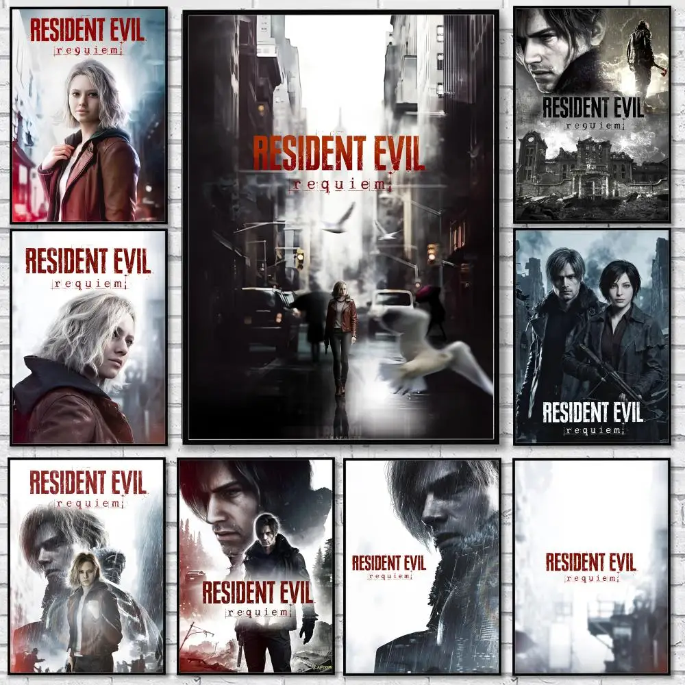 Game R-Resident Evil Requiem Poster Sticker Self Adhesive for Playroom Bedroom Hallway Home Wall Art Decor Gift