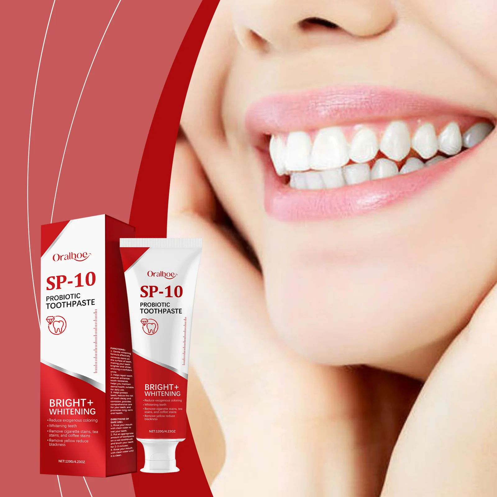 

SP10 Probiotic Mint Toothpaste Fresh Breath Long Lasting Protection Gums Remove Bad Breath Remove Plaque Stain Whiten Toothpaste