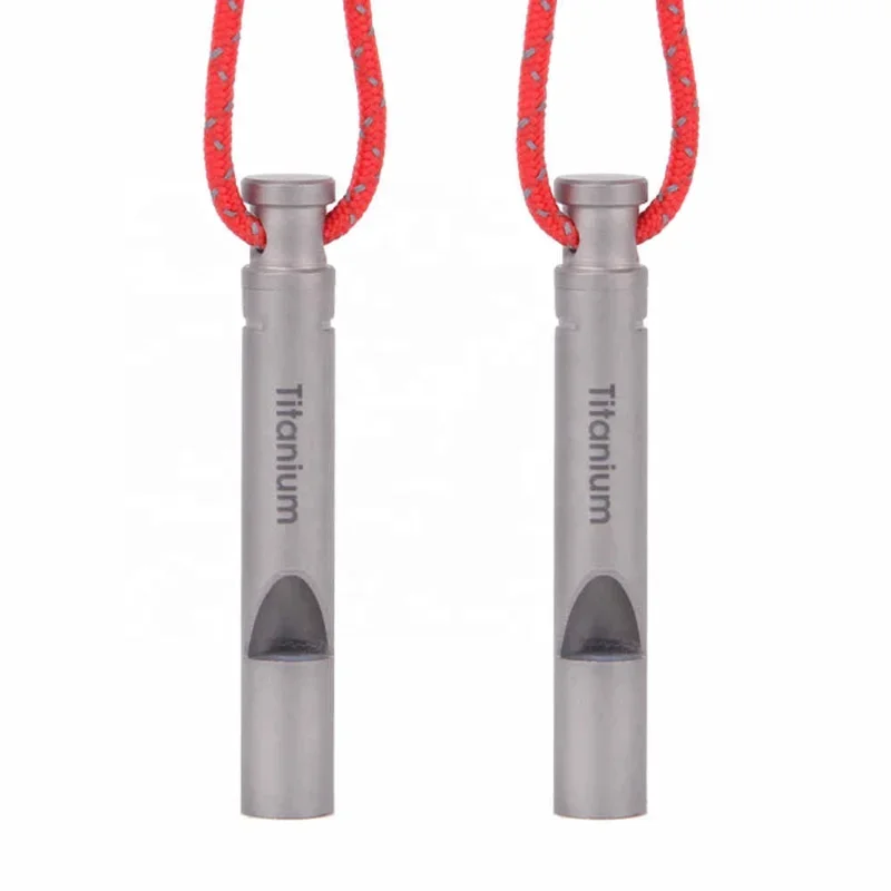 Ultralight Titanium Emergency Whistle with Cord Outdoor Survival Camping Whistle Hiking Exploring